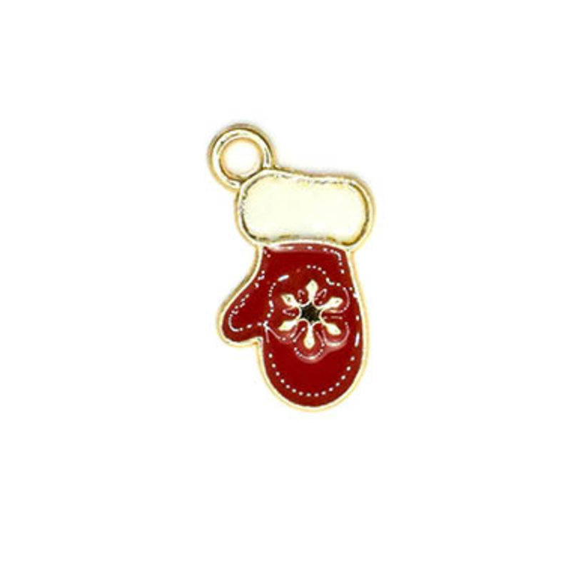 Bead World Christmas Red Mitten Charm 12.5mm x 20mm 3 pcs.