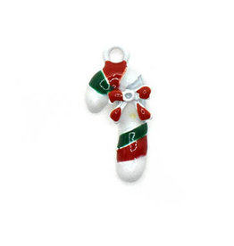 Bead World Candy Cane with Bow Charm 10mm x 22.5mm 3 pcs.