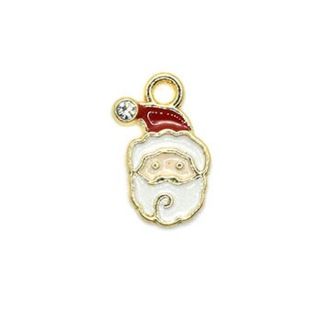 Bead World Santa Claus Head with Crystal Tiny Charm 10mm x 15mm 3 pcs.