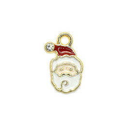 Bead World Santa Claus Head with Crystal Tiny Charm 10mm x 15mm 3 pcs.