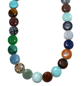 Bead World Assorted Natural Stones - Coin Shaped  16mm  16" Strand