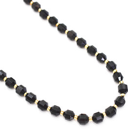 Bead World Black Agate 7mm x8mm  16" Strand Faceted