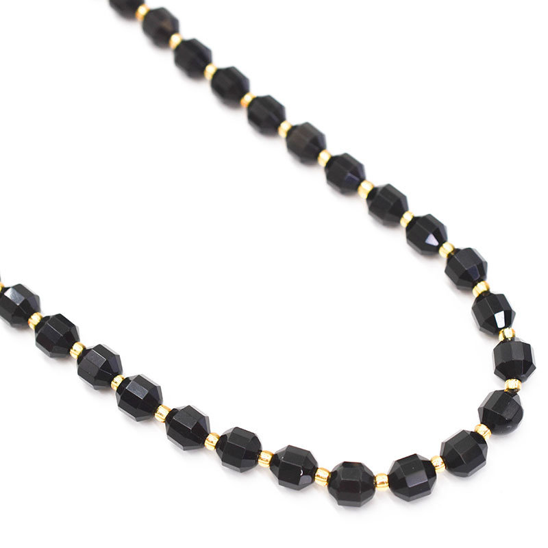 Bead World Black Agate 7mm x8mm  16" Strand Faceted