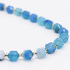 Bead World Blue Agate 7mm x8mm  16" Strand Faceted