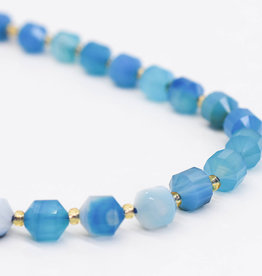 Bead World Blue Agate 7mm x8mm  16" Strand Faceted