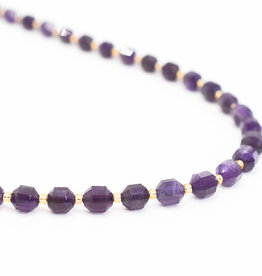 Bead World Amethyst 7mm x8mm  16" Strand Faceted