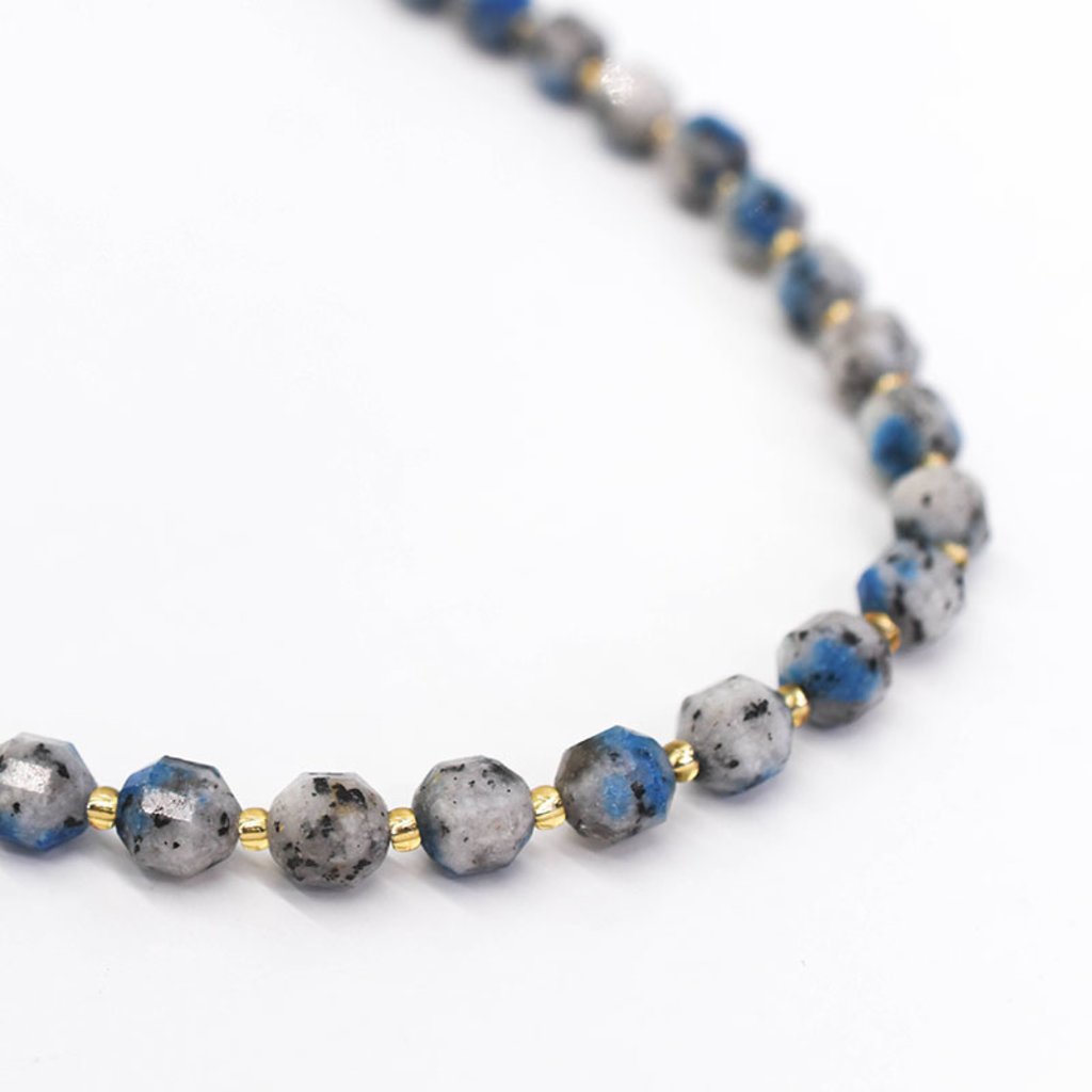 Bead World Blue Aurite Jasper  7mm x8mm  16" Strand Faceted