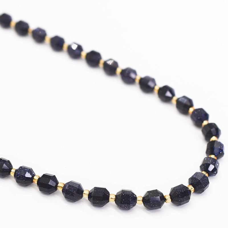 Bead World Blue Sandstone  7mm x8mm  16" Strand Faceted