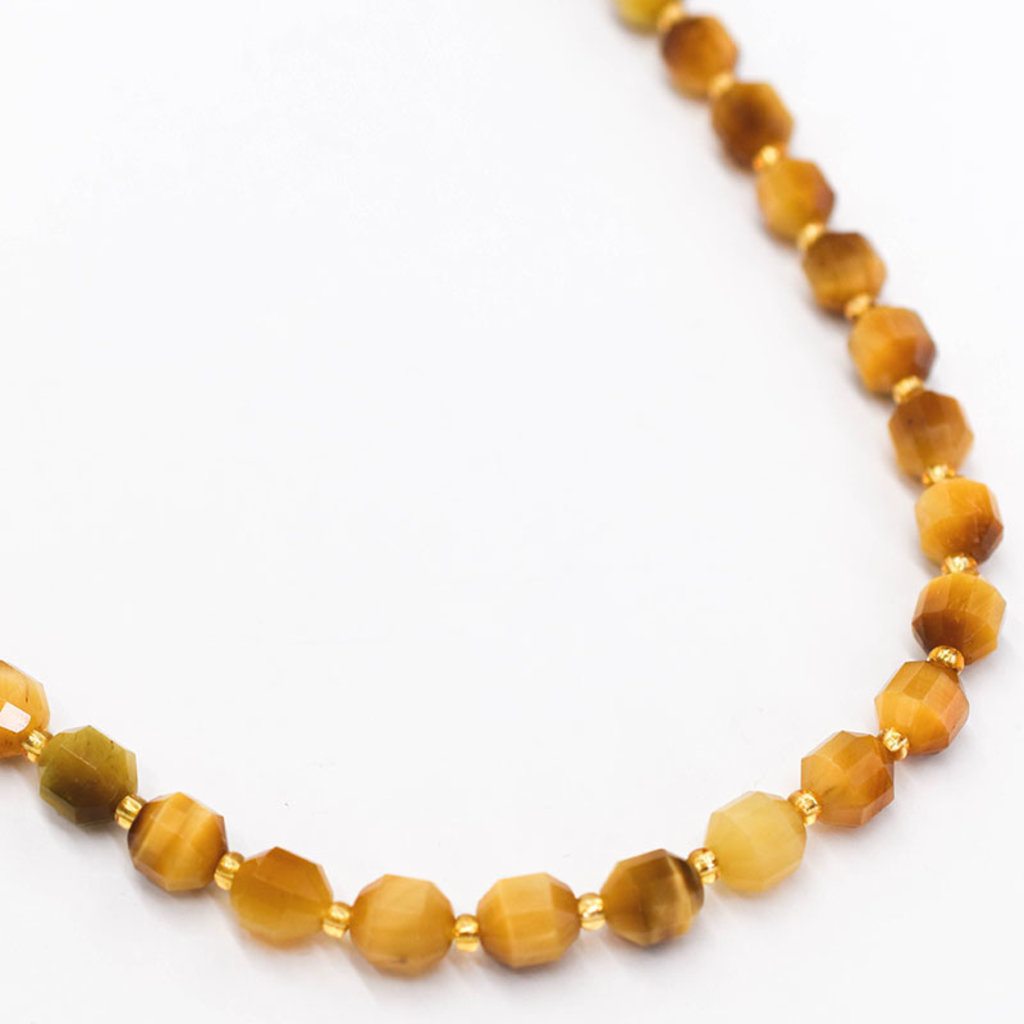 Bead World Golden Tigereye  7mm x8mm  16" Strand Faceted