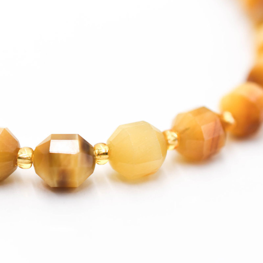 Bead World Golden Tigereye  7mm x8mm  16" Strand Faceted