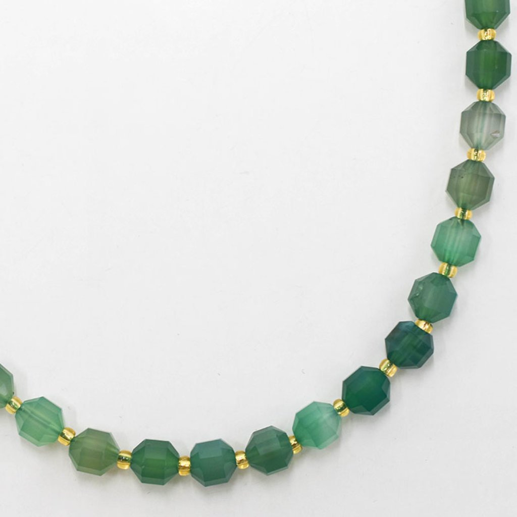 Bead World Green Agate 7mm x8mm  16" Strand Faceted