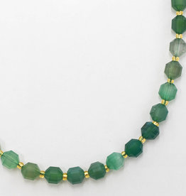 Bead World Green Agate 7mm x8mm  16" Strand Faceted