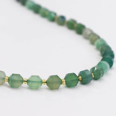 Bead World Green Agate 7mm x8mm  16" Strand Faceted