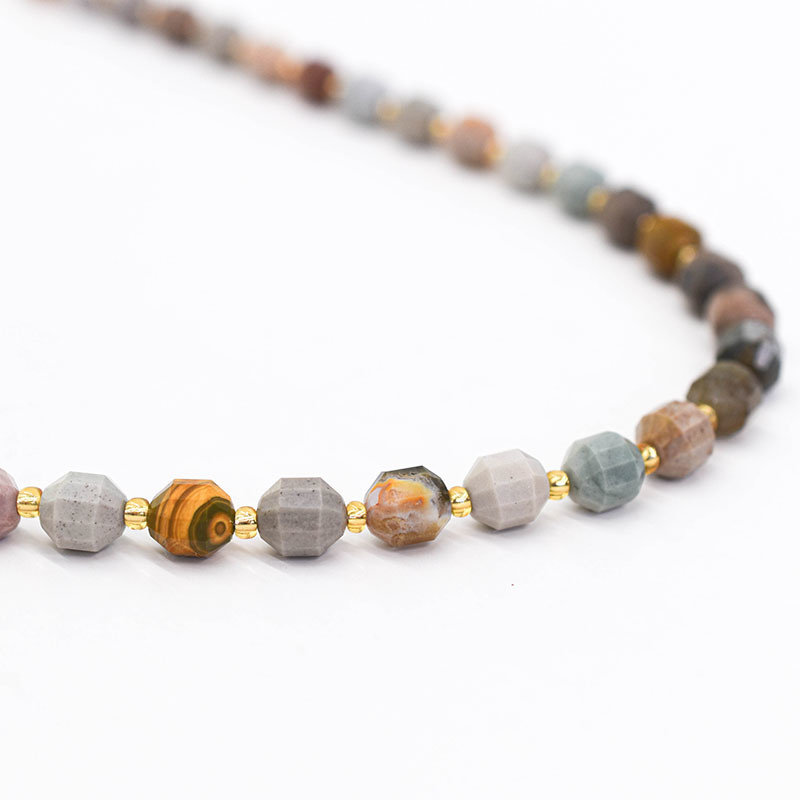 Bead World Ocean Jasper 7mm x8mm  16" Strand Faceted