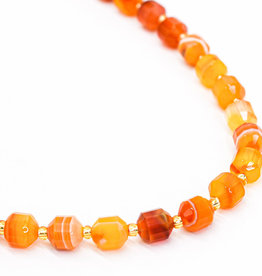 Bead World Orange Agate 7mm x8mm  16" Strand Faceted