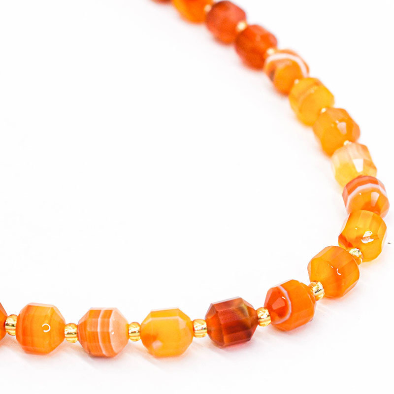 Bead World Orange Agate 7mm x8mm  16" Strand Faceted