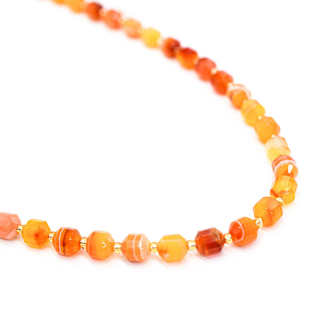 Bead World Orange Agate 7mm x8mm  16" Strand Faceted