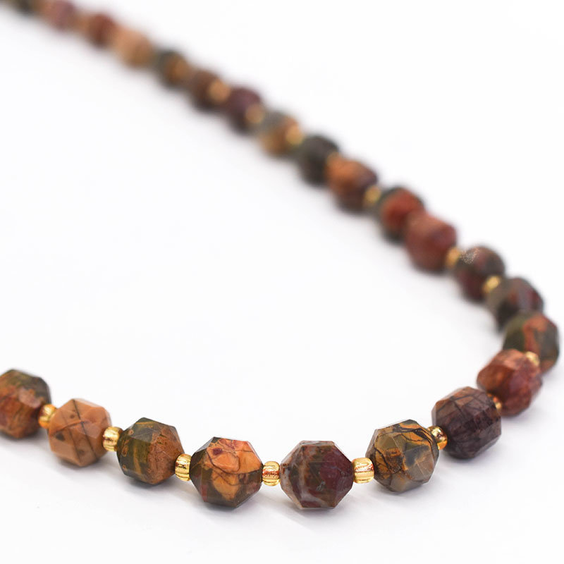 Bead World Red Jasper  7mm x8mm  16" Strand Faceted