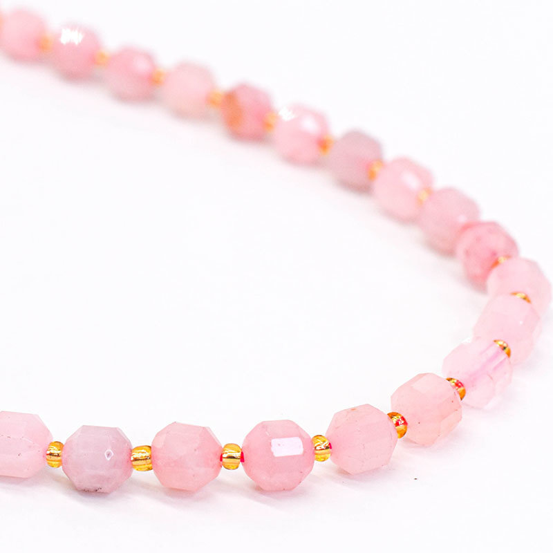 Bead World Rose Quartz-Madagascar  7mm x8mm  16" Strand Faceted