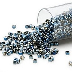 Miyuki Delica #11 Opaque Nickel Finished Rainbow Blue DB0514 7.5gms