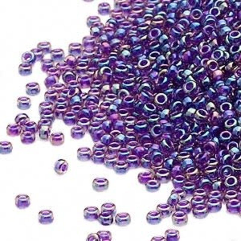 Miyuki #15 Rocaille Seed Bead Trans C-Lined Fancy Blue Violet 35 Grams