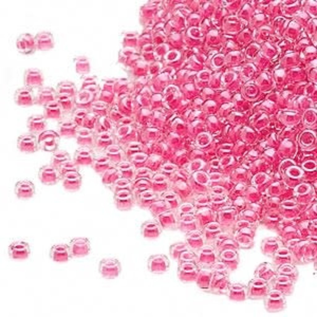 Miyuki #15 Rocaille Seed Bead Trans C-Lined Luster Dark Pink 35 Grams