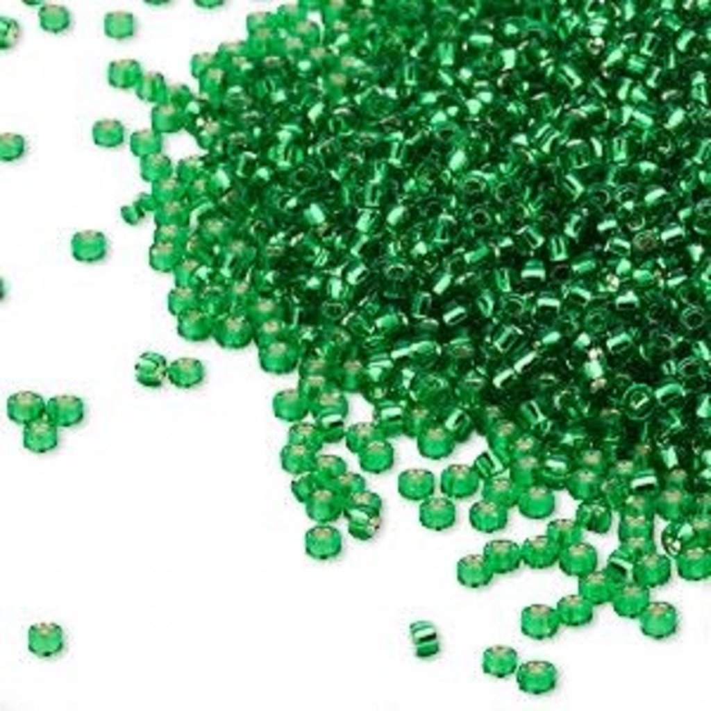 Miyuki #15 Rocaille Seed Bead Trans Silver-Lined Peridot Green 35 Grams
