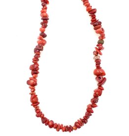 Bamboo Coral (dyed) Red Stone Chip 31" Strand