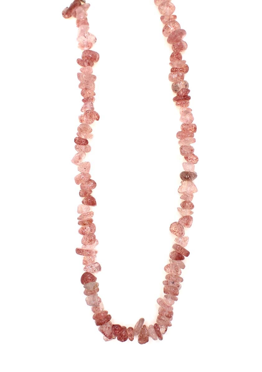 Strawberry Quartz Stone Chip 33" Strand Bead World Incorporated
