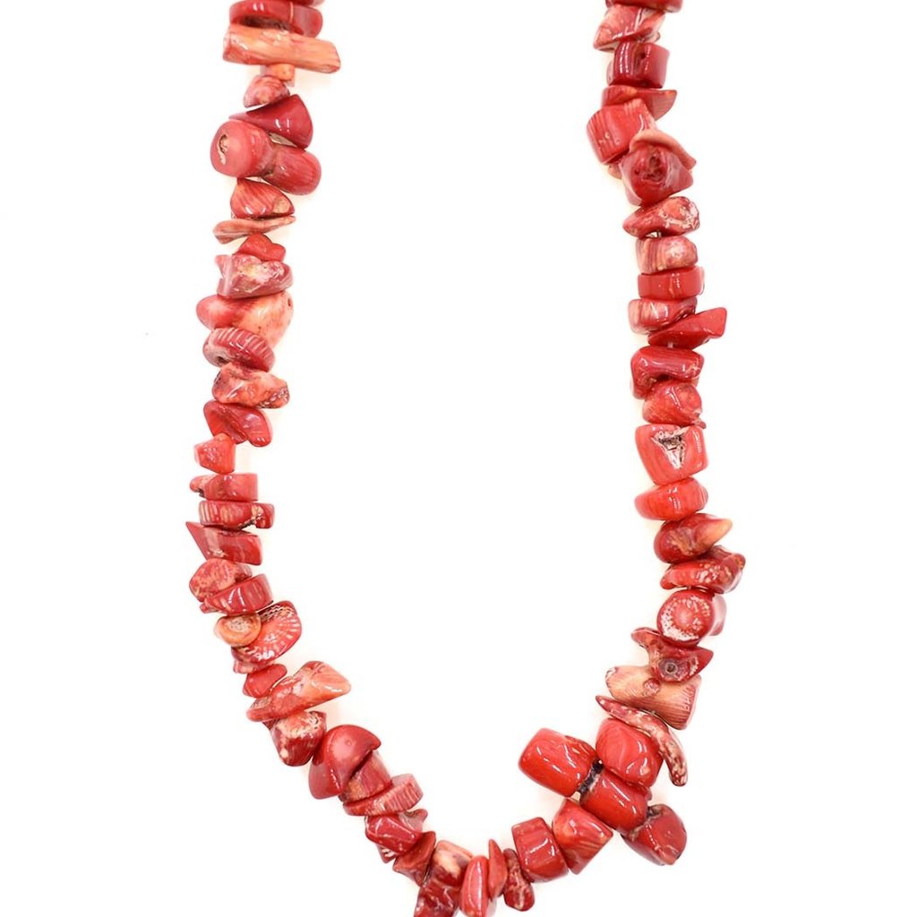 Bamboo Coral (dyed) Red Stone Chip 36" Strand