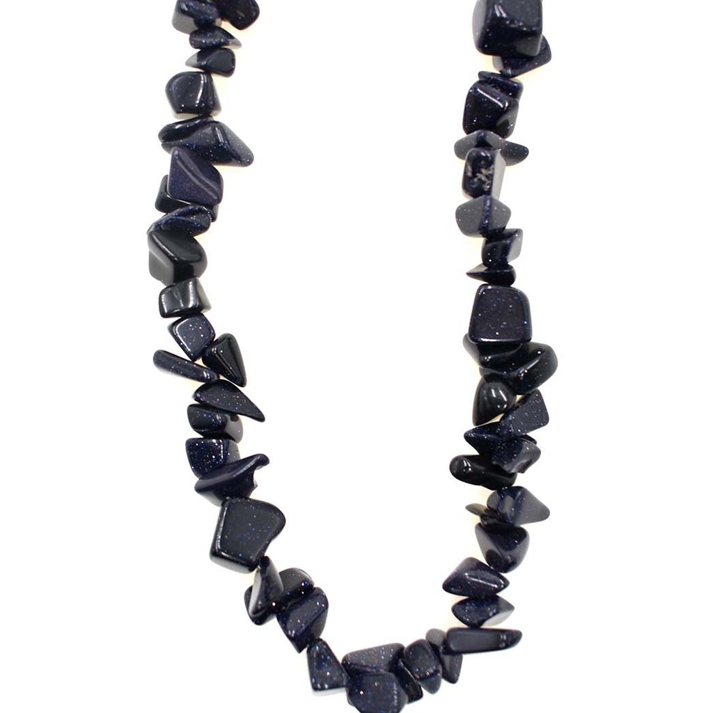 Blue Goldstone Stone Chip 36" Strand