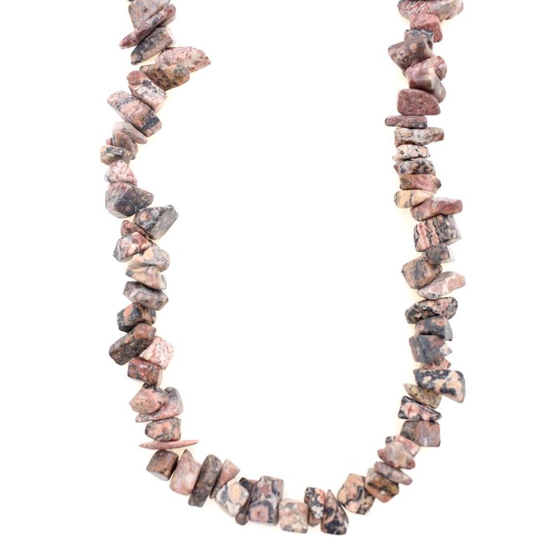 Pink Leopard Skin Jasper Stone Chip 36" Strand