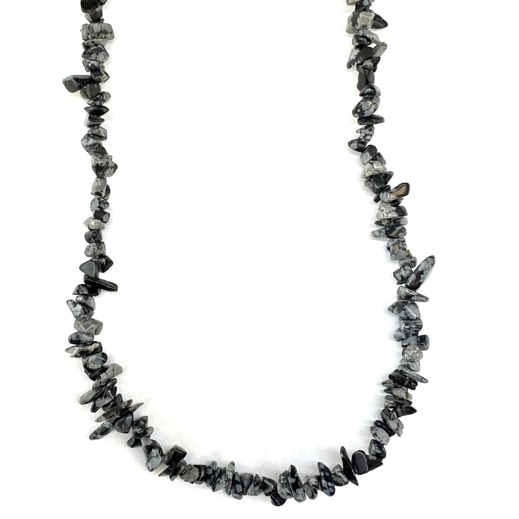 Snowflake Obsidian Stone Chip 35" Strand