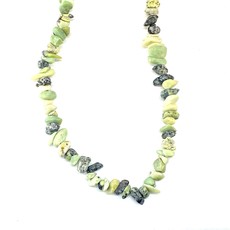 Yellow "Turquoise" (Serpentine and Quartz) Natural Stone Chip 35" Strand