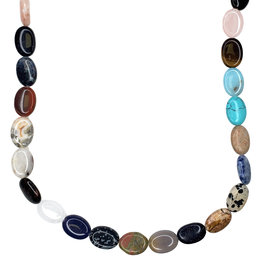 Bead World Assorted Natural Stones - Oval Shaped 16mm 16" Strand