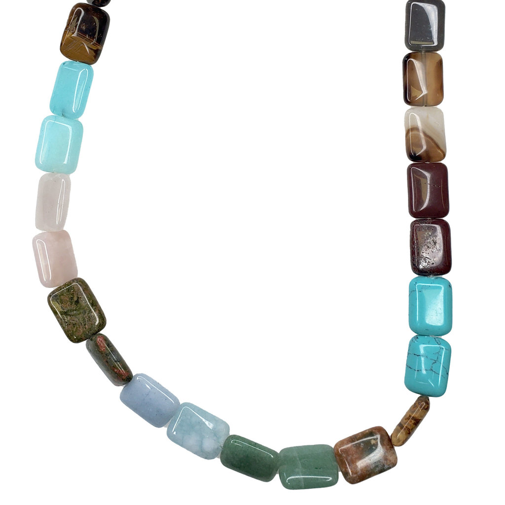 Bead World Assorted Natural Stones - Square Shaped 16mm 16" Strand