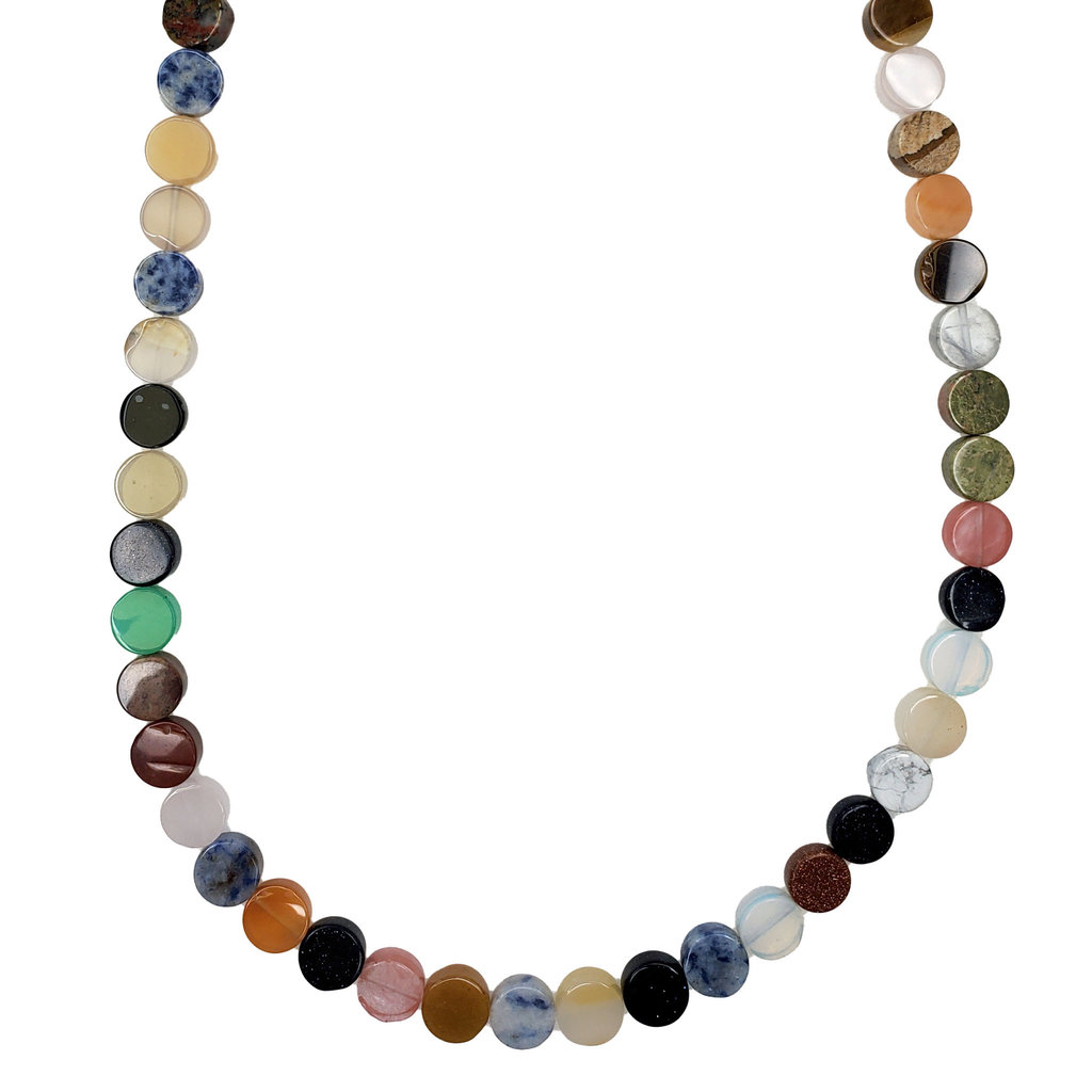 Bead World Assorted Natural Stones - Coin Shaped 14mm 16" Strand