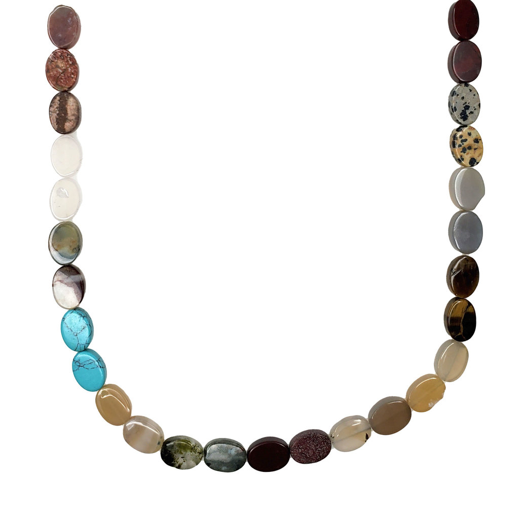 Bead World Assorted Natural Stones - Oval Shaped 14mm 16" Strand