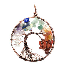 Tree of Life Rose Gold Chakra 2" Pendant