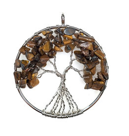 Tree of Life Tiger Eye 2" Pendant