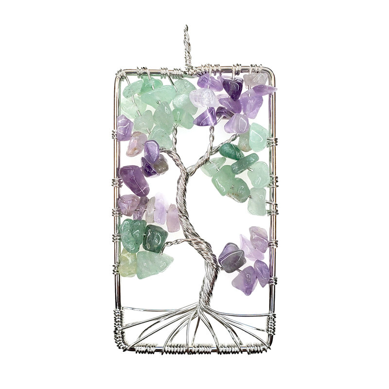 Rectangular Fluorite Tree of Life 2" Pendant