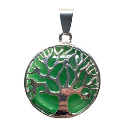 Solid Tree of Life Green Aventurine 1" Pendant