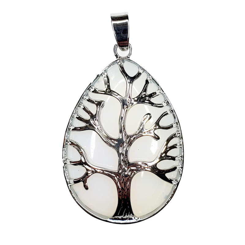 Solid Egg Tree of Life Opalite 1.5" Pendant