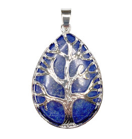 Solid Egg Tree of Life Lapis Lazuli 1.5" Pendant
