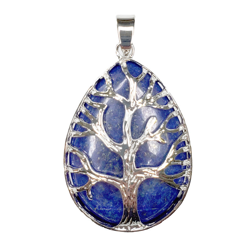 Solid Egg Tree of Life Lapis Lazuli 1.5" Pendant