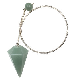 Green Aventurine Faceted Cone Point Pendulum with Chain