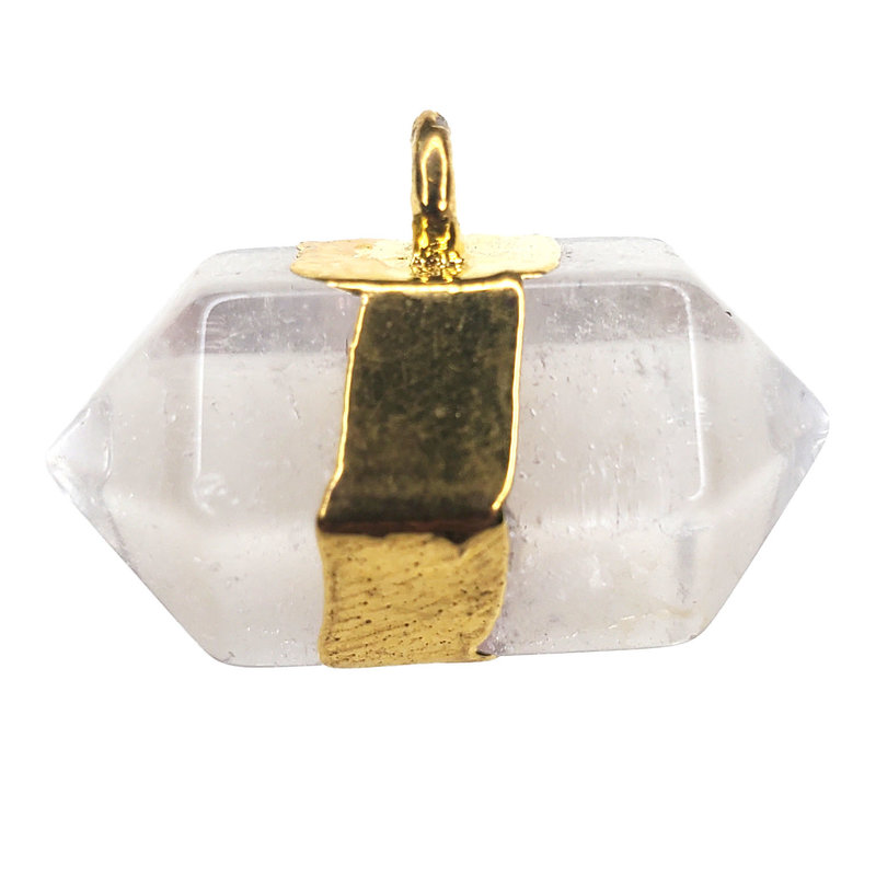 Clear Quartz Horizontal Double Point Pendant