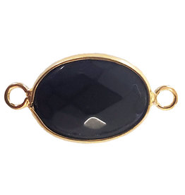 Black onyx Oval Faceted Double Loop Connector
