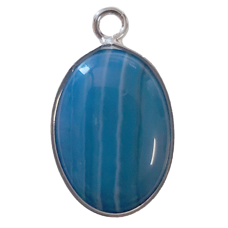 Blue Agate Oval Single Loop Connector