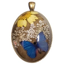 Dried Flower Pendant and Butterfly with Setting